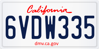 CA license plate 6VDW335