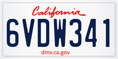 CA license plate 6VDW341