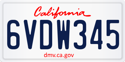 CA license plate 6VDW345