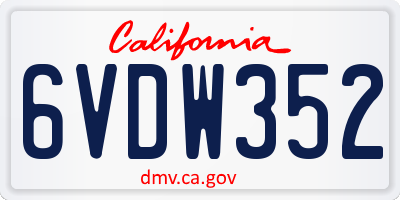 CA license plate 6VDW352