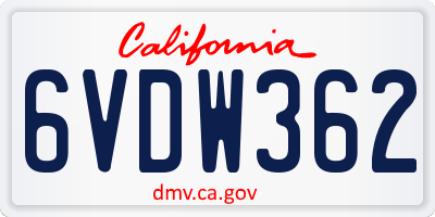 CA license plate 6VDW362
