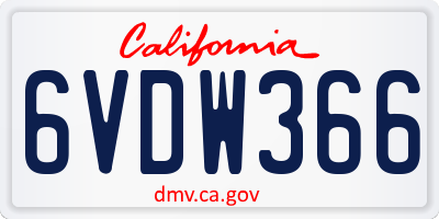 CA license plate 6VDW366