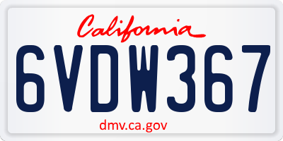 CA license plate 6VDW367