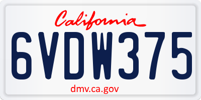 CA license plate 6VDW375