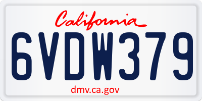 CA license plate 6VDW379