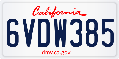 CA license plate 6VDW385