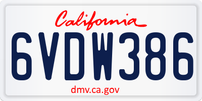 CA license plate 6VDW386