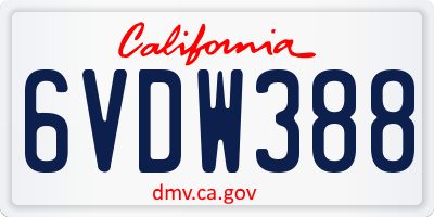 CA license plate 6VDW388