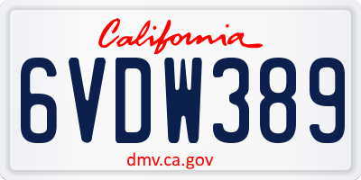 CA license plate 6VDW389