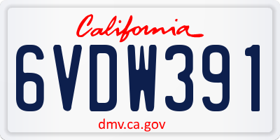 CA license plate 6VDW391