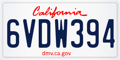 CA license plate 6VDW394