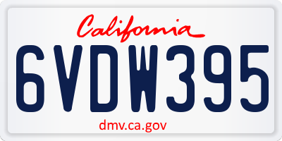 CA license plate 6VDW395