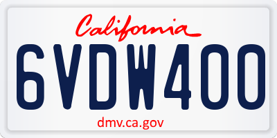 CA license plate 6VDW400