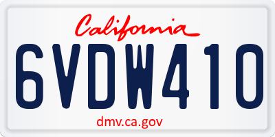 CA license plate 6VDW410