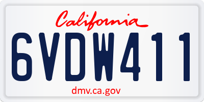 CA license plate 6VDW411