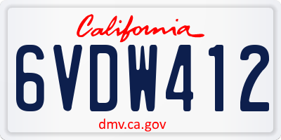 CA license plate 6VDW412