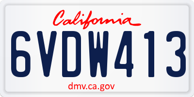 CA license plate 6VDW413