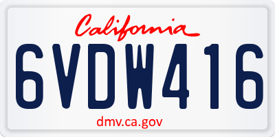 CA license plate 6VDW416
