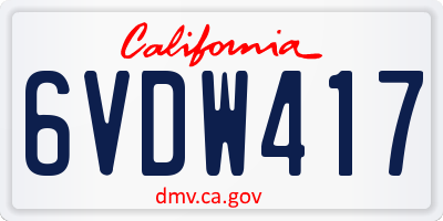 CA license plate 6VDW417
