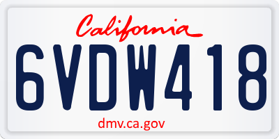 CA license plate 6VDW418