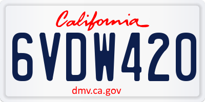 CA license plate 6VDW420