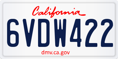 CA license plate 6VDW422