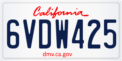 CA license plate 6VDW425