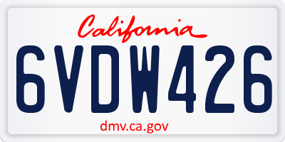 CA license plate 6VDW426