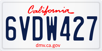 CA license plate 6VDW427