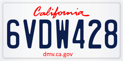 CA license plate 6VDW428