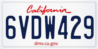 CA license plate 6VDW429