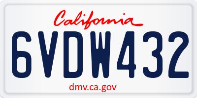 CA license plate 6VDW432