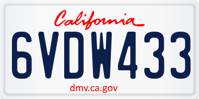 CA license plate 6VDW433