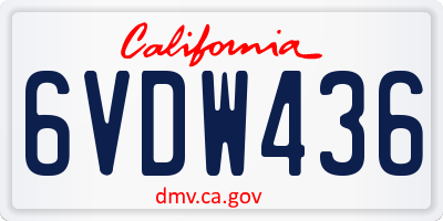 CA license plate 6VDW436