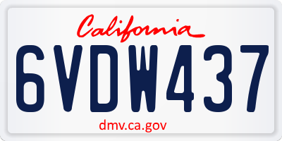 CA license plate 6VDW437