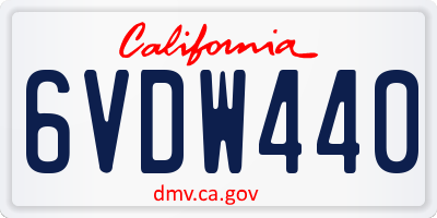CA license plate 6VDW440