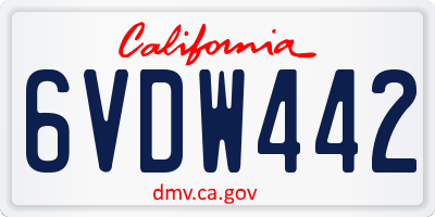 CA license plate 6VDW442