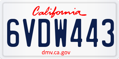 CA license plate 6VDW443