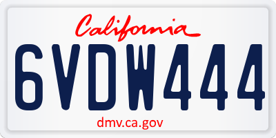 CA license plate 6VDW444