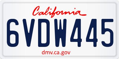 CA license plate 6VDW445