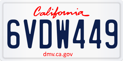 CA license plate 6VDW449