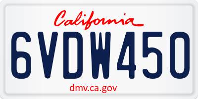CA license plate 6VDW450