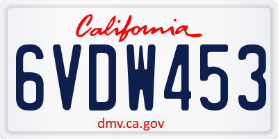 CA license plate 6VDW453