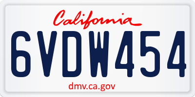 CA license plate 6VDW454