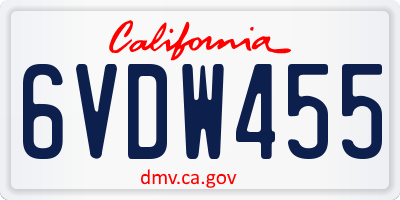 CA license plate 6VDW455