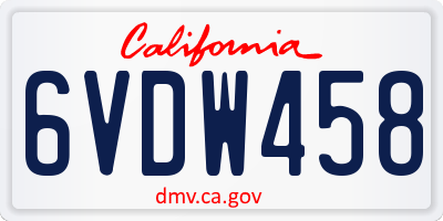 CA license plate 6VDW458