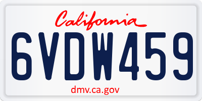 CA license plate 6VDW459