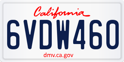CA license plate 6VDW460