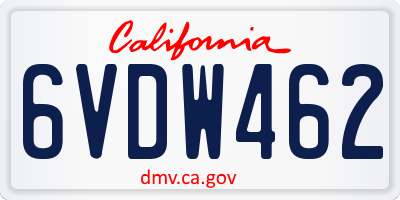 CA license plate 6VDW462