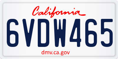 CA license plate 6VDW465